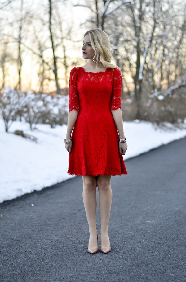 Eliza J Red Lace Tulip Dress