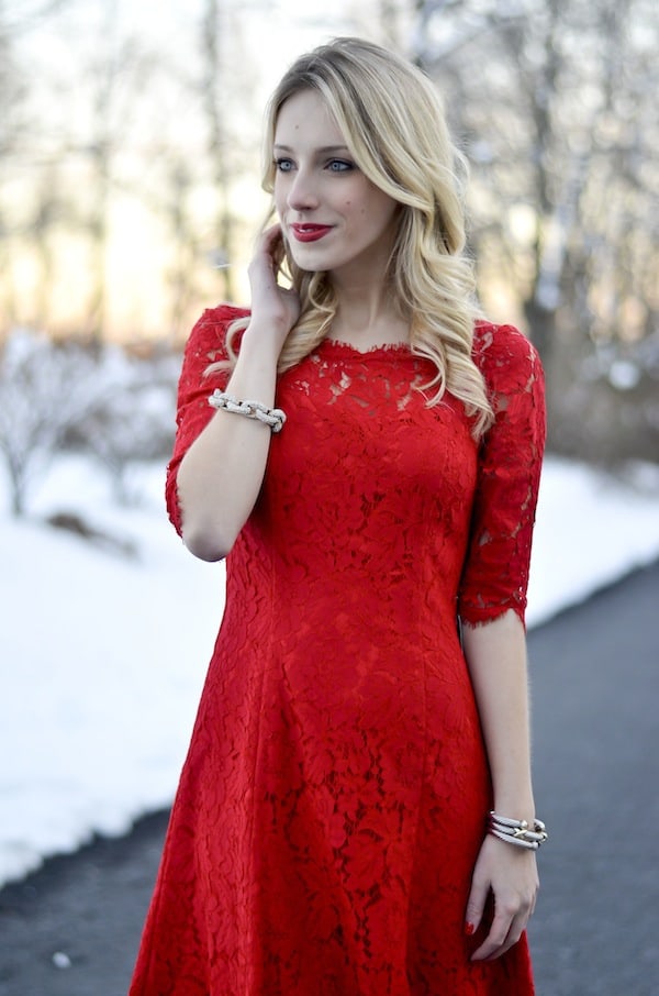 Eliza J Red Lace Tulip Dress