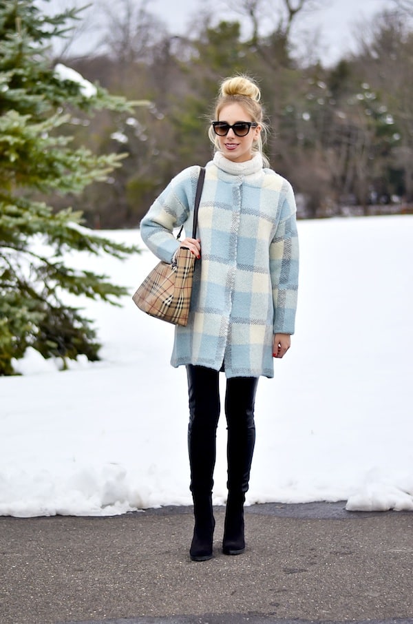 JOA Plaid Cardigan Coat