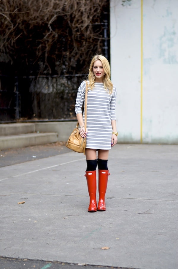 tall red hunter rain boots