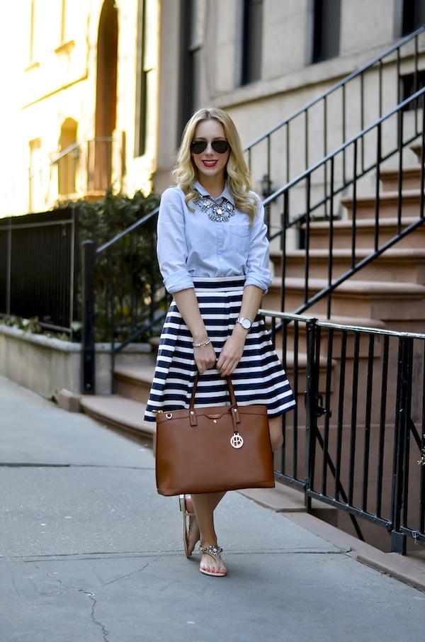 Navy and White Stripes Tulip Skirt - Katie's Bliss