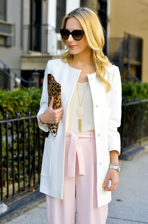 Blush Pink Belted Pleated Pants