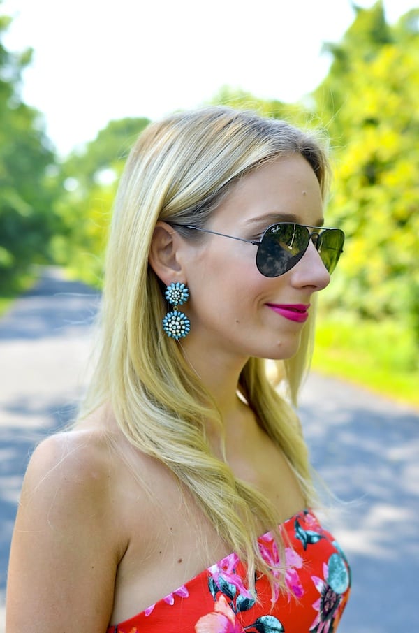 Turquoise Crystal Drop Earrings