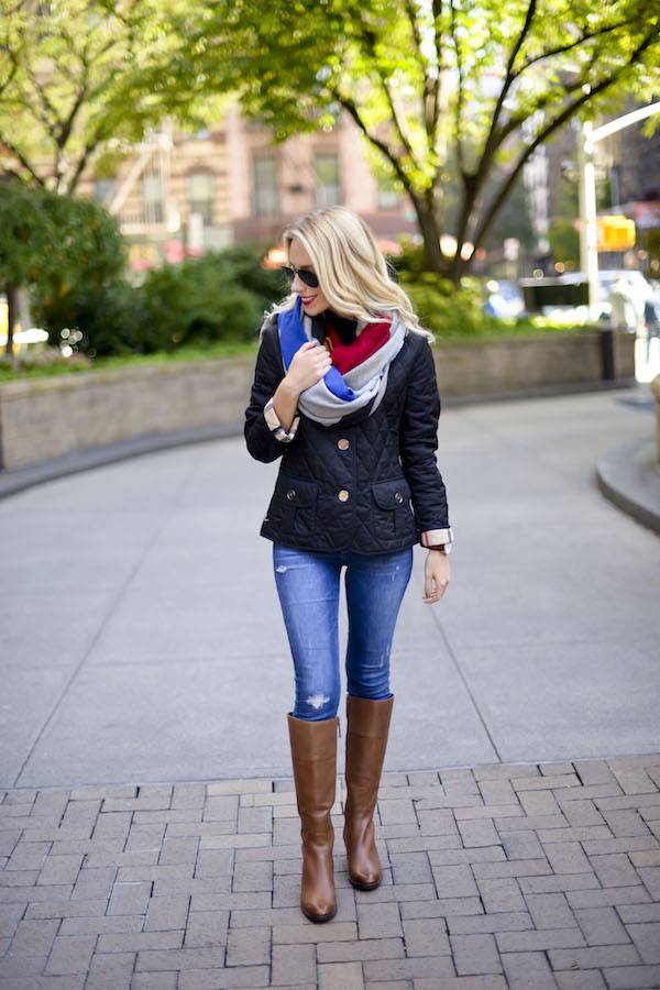 Blanket Scarf and Burberry Quilted Jacket