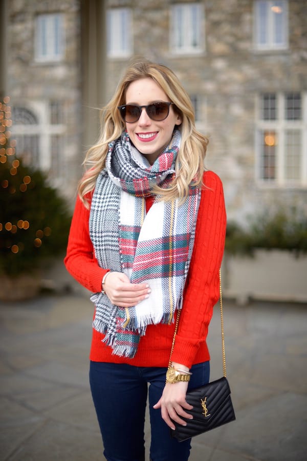 Reversible Plaid Blanket Scarf