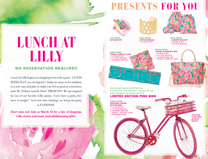 Lunch at Lilly Promotion Gifts with Purchase