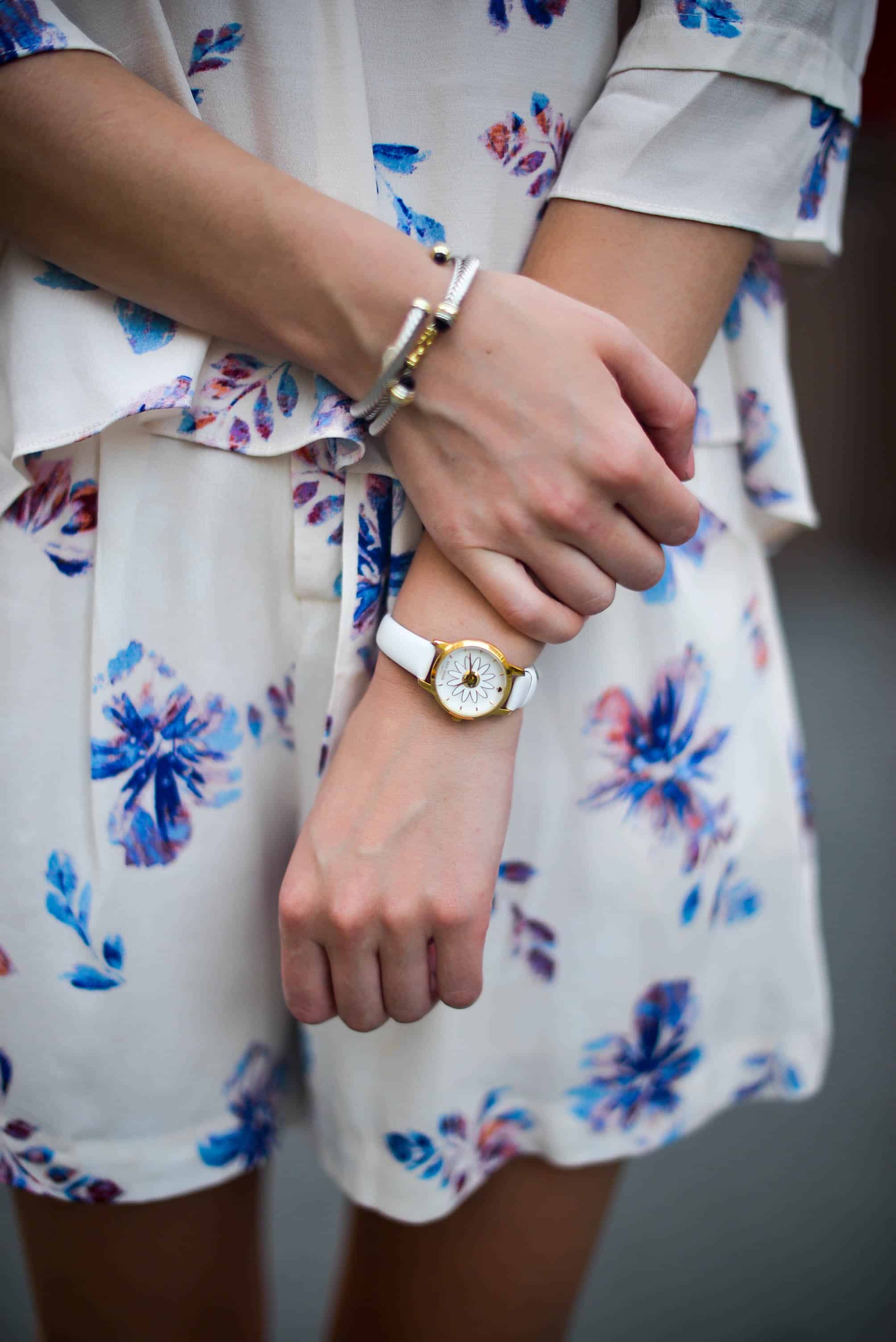 Kate Spade White Daisy Metro Watch