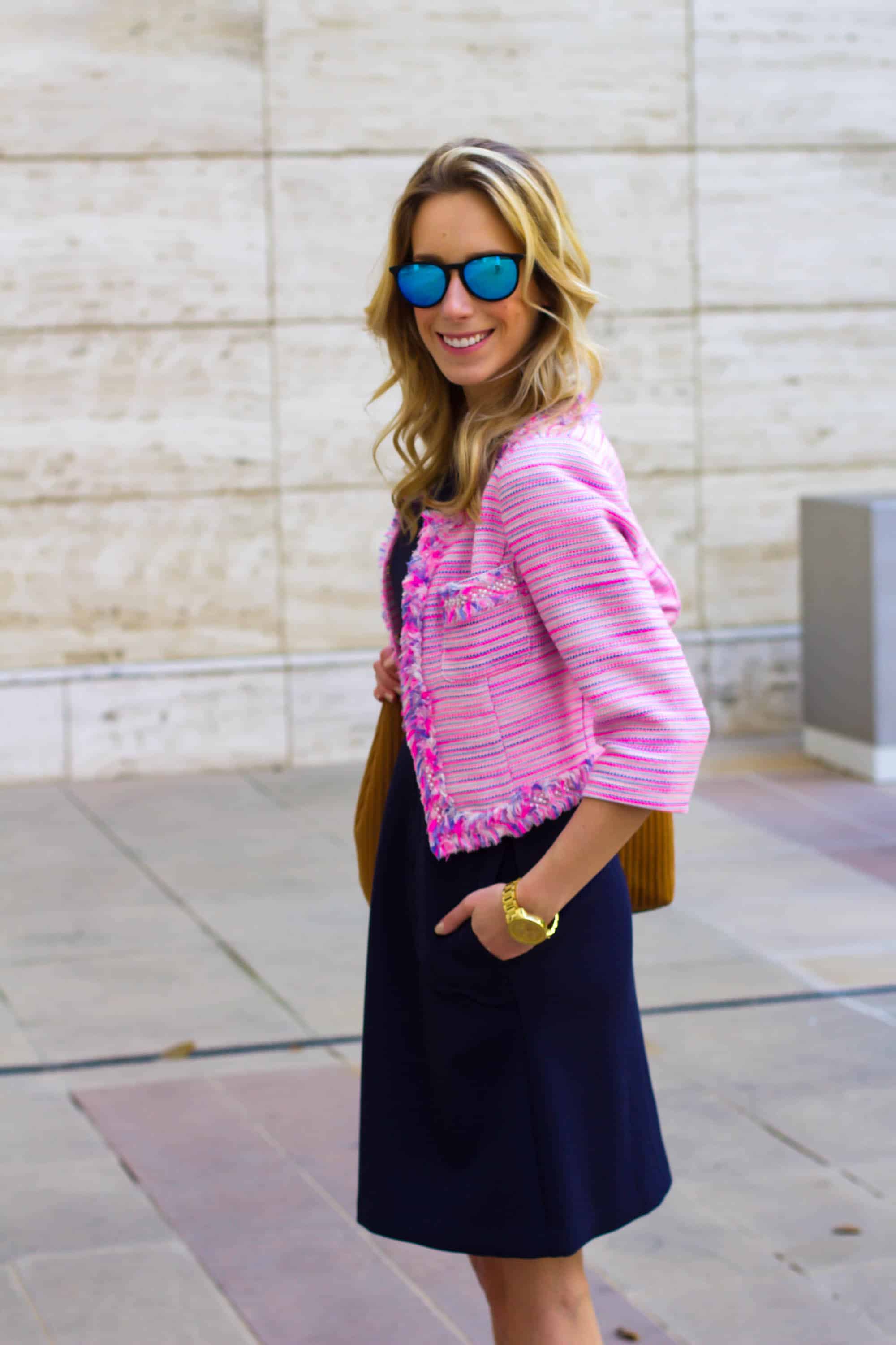 Pink Tweed Blazer and Navy Scallops Katie s Bliss