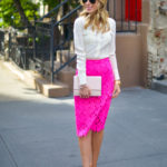 Vince Camuto Pink Lace Pencil Skirt