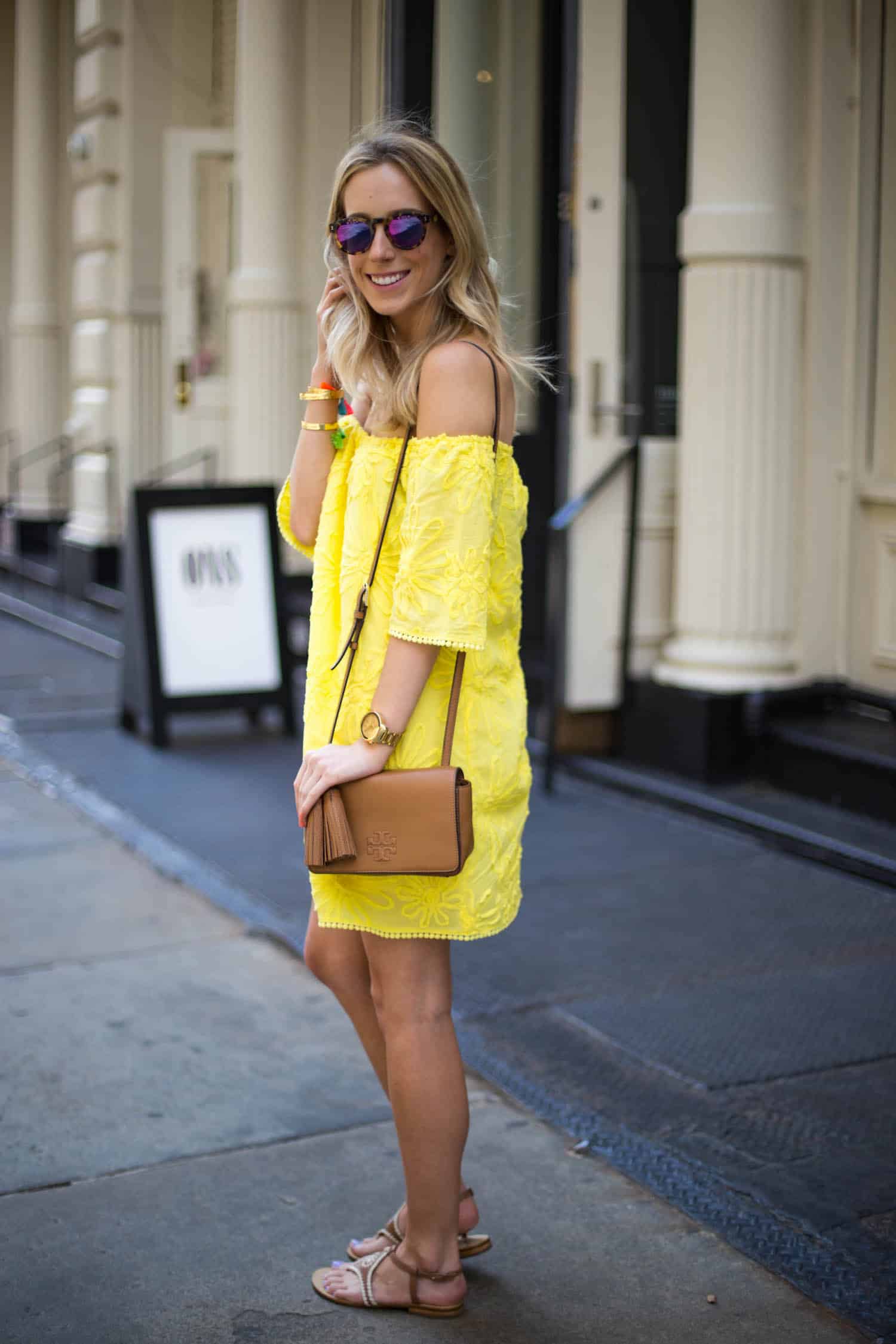 BB Dakota Yellow Off Shoulder Dress