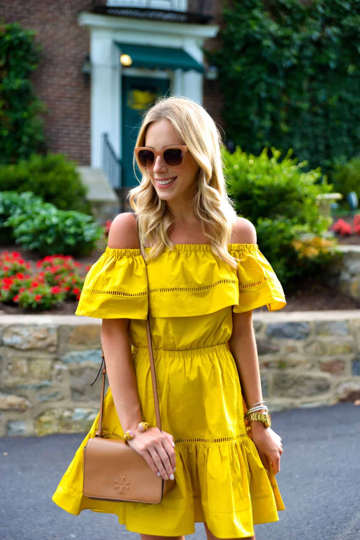 ChicWish Mustard Off Shoulder Dress