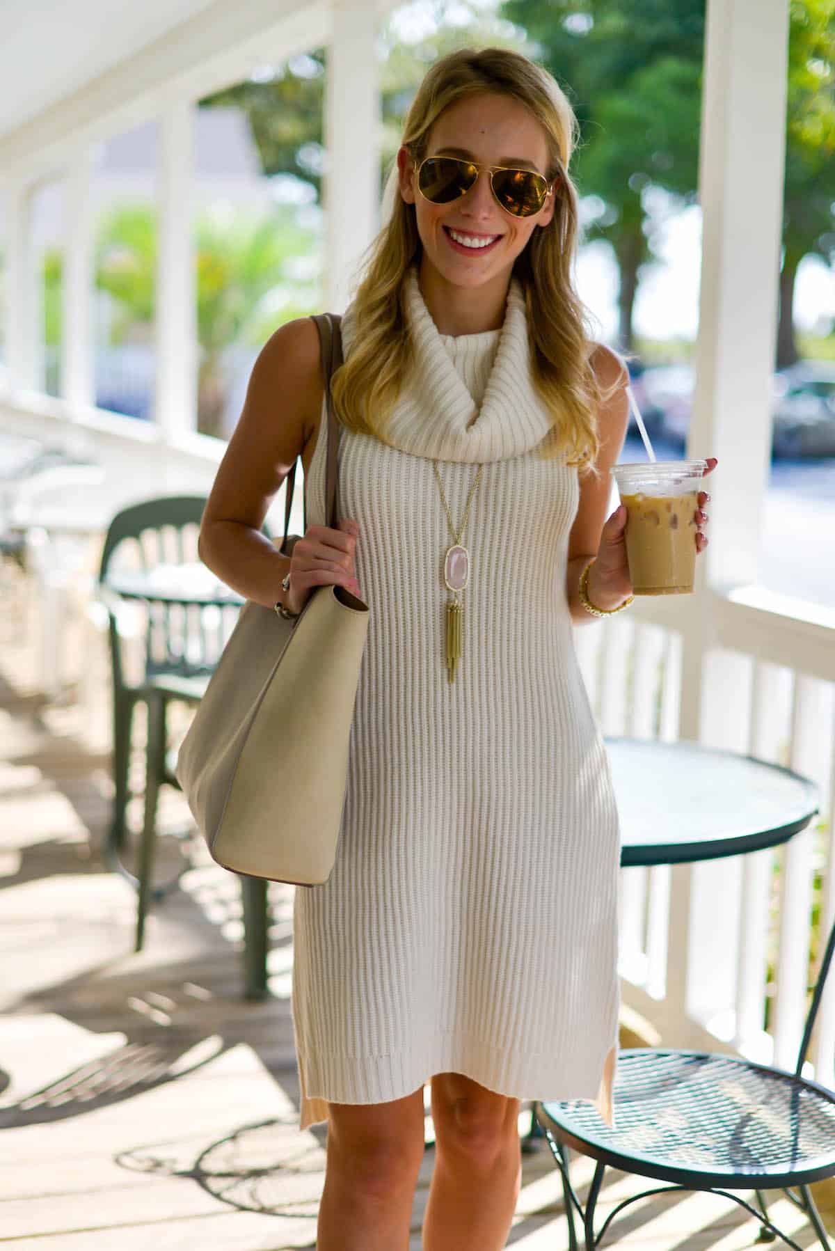 cowl neck sweater dress