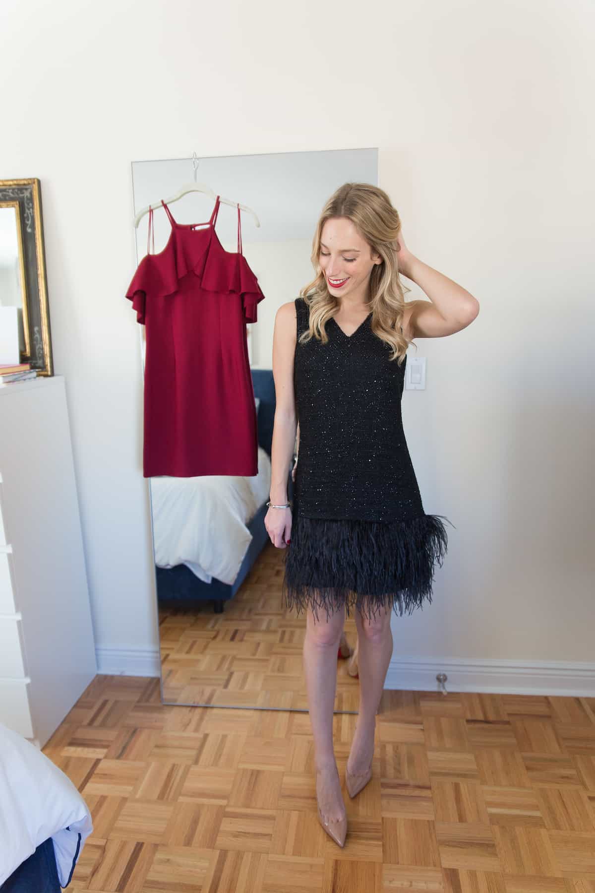 Black Feather Cocktail Dress