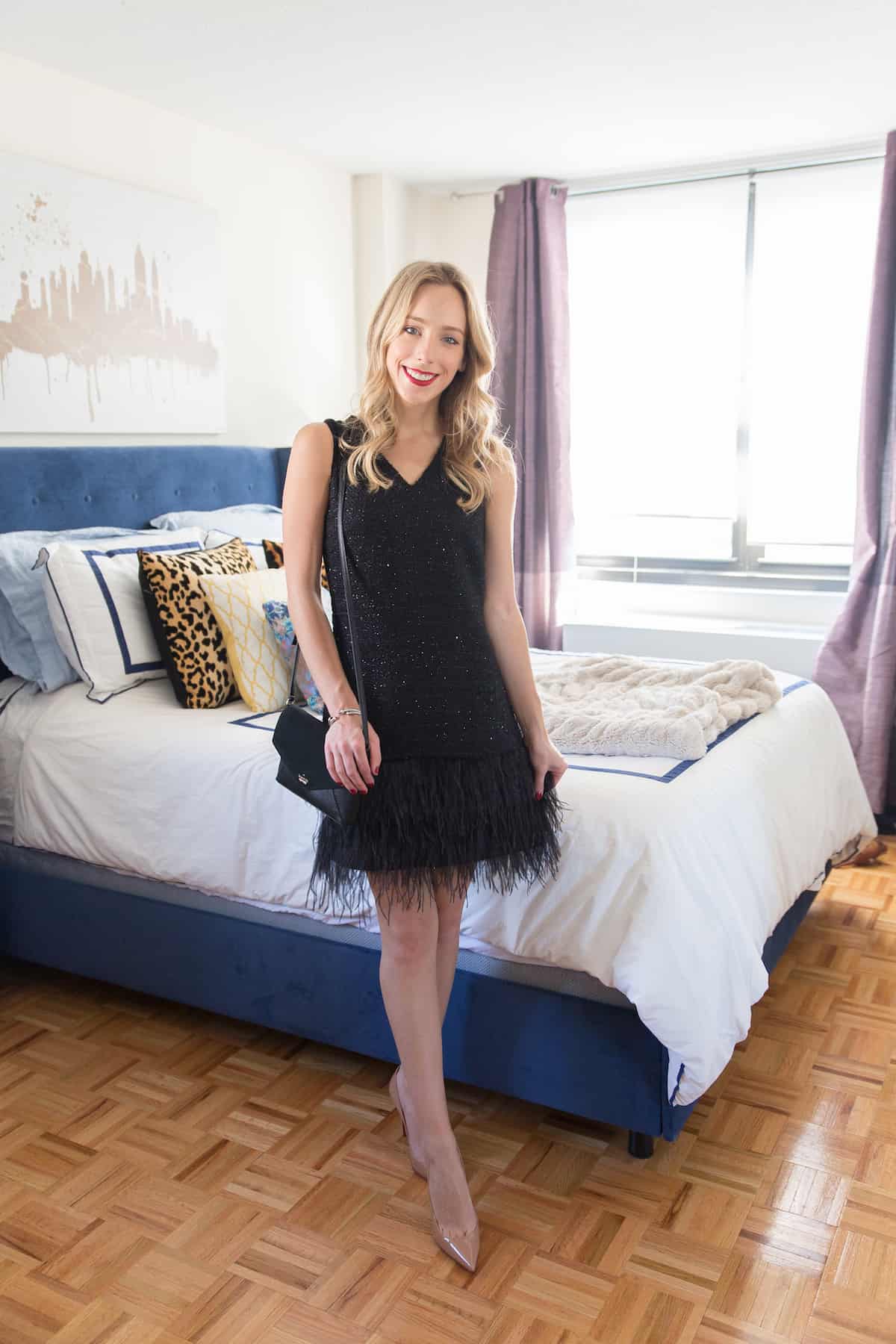 Black Feather Cocktail Dress