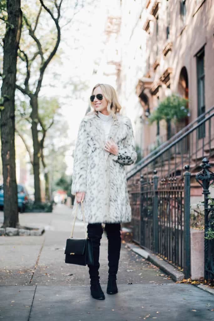 Eliza J Faux Leopard Fur Coat