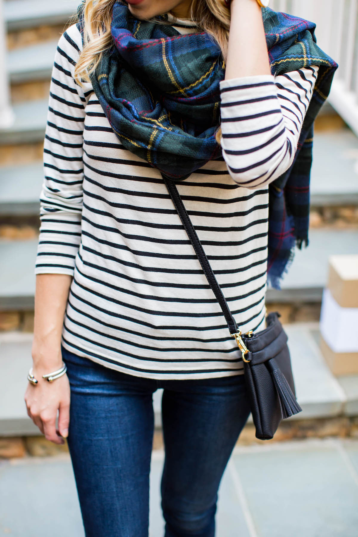 Stripe Shirt Plaid Blanket Scarf