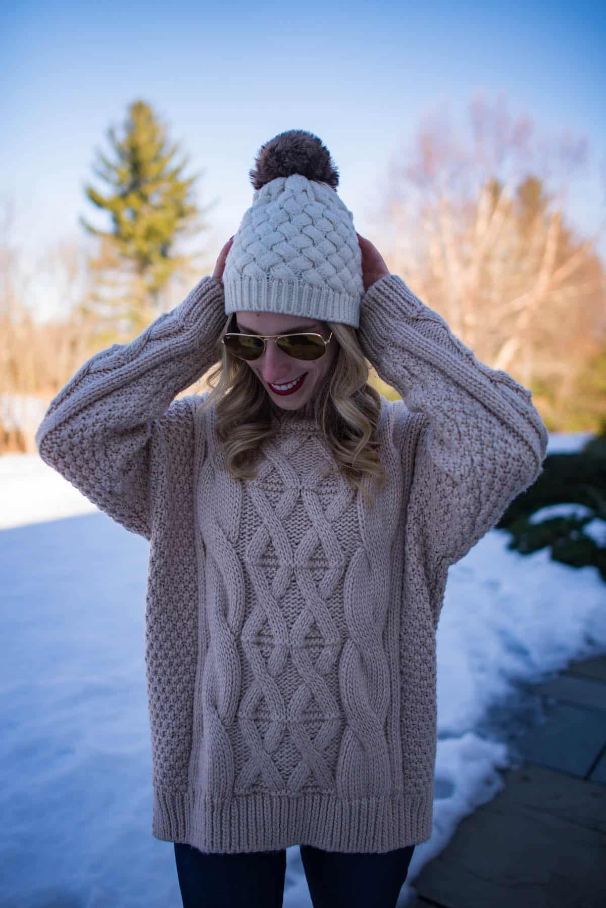 Chunky cable knit store sweater