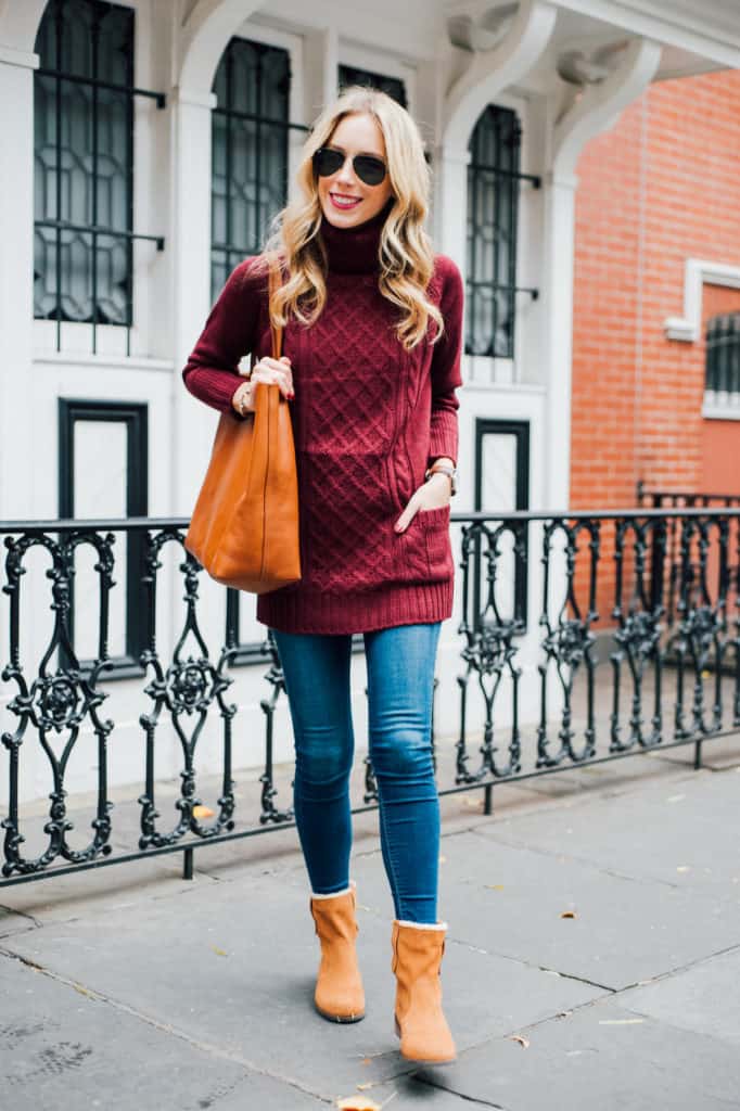 Maroon Cableknit Tunic & Shearling Lined Booties - Katie's Bliss