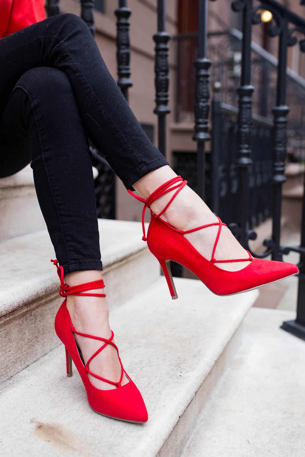 Red Lace Up Pumps