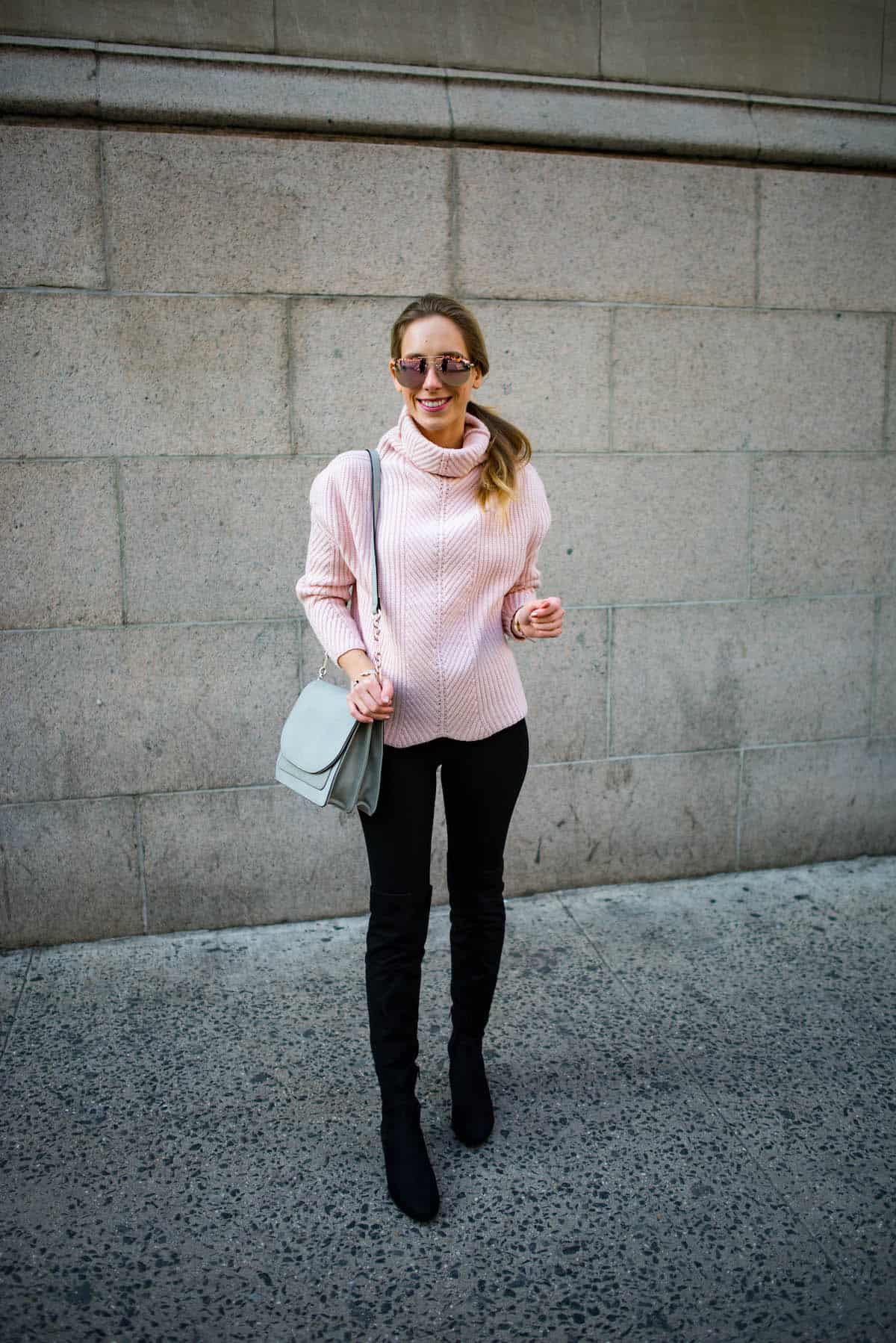 Chunky Pink Turtleneck Sweater