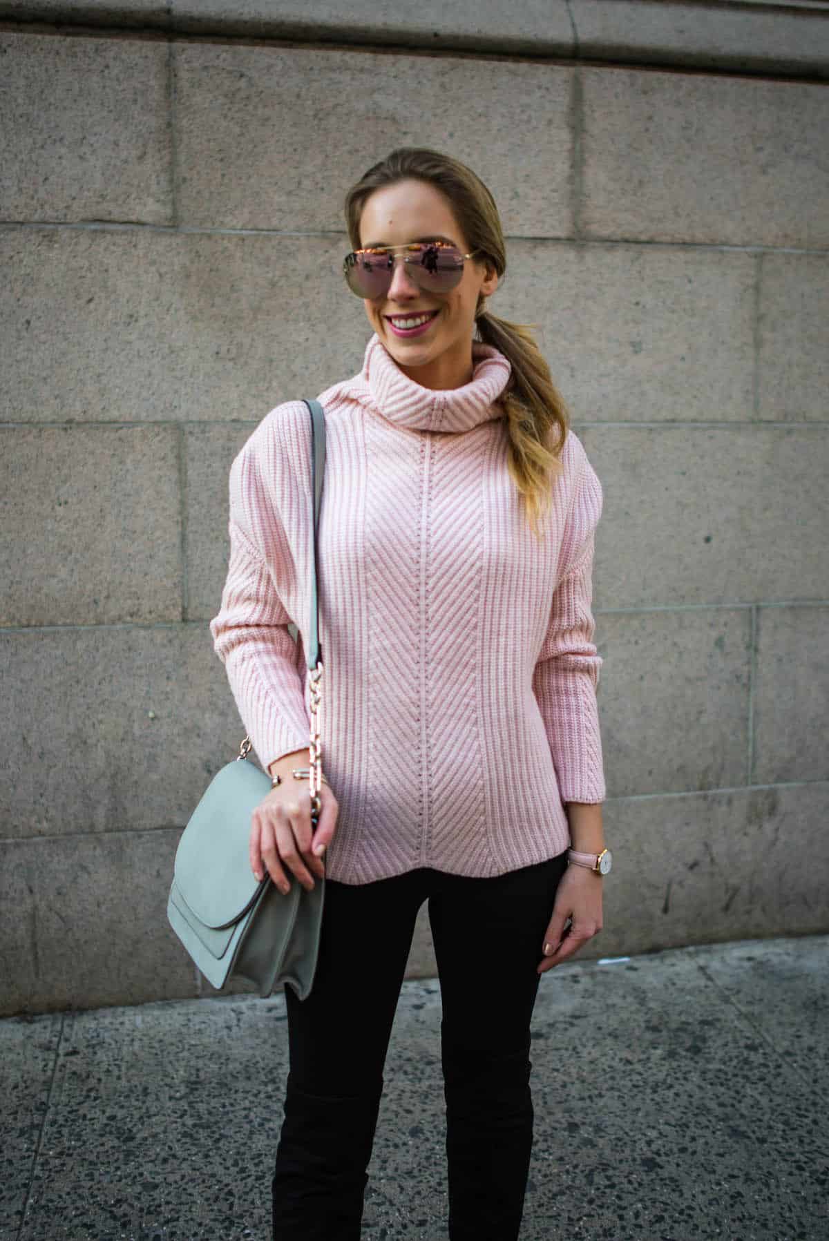 Chunky Pink Turtleneck Sweater