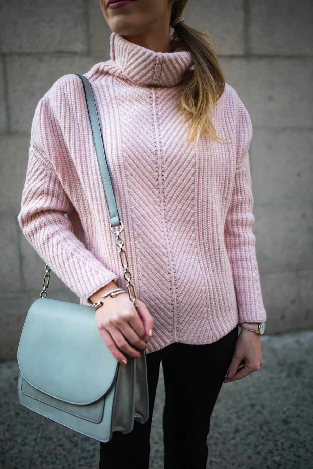 Chunky Pink Turtleneck Sweater