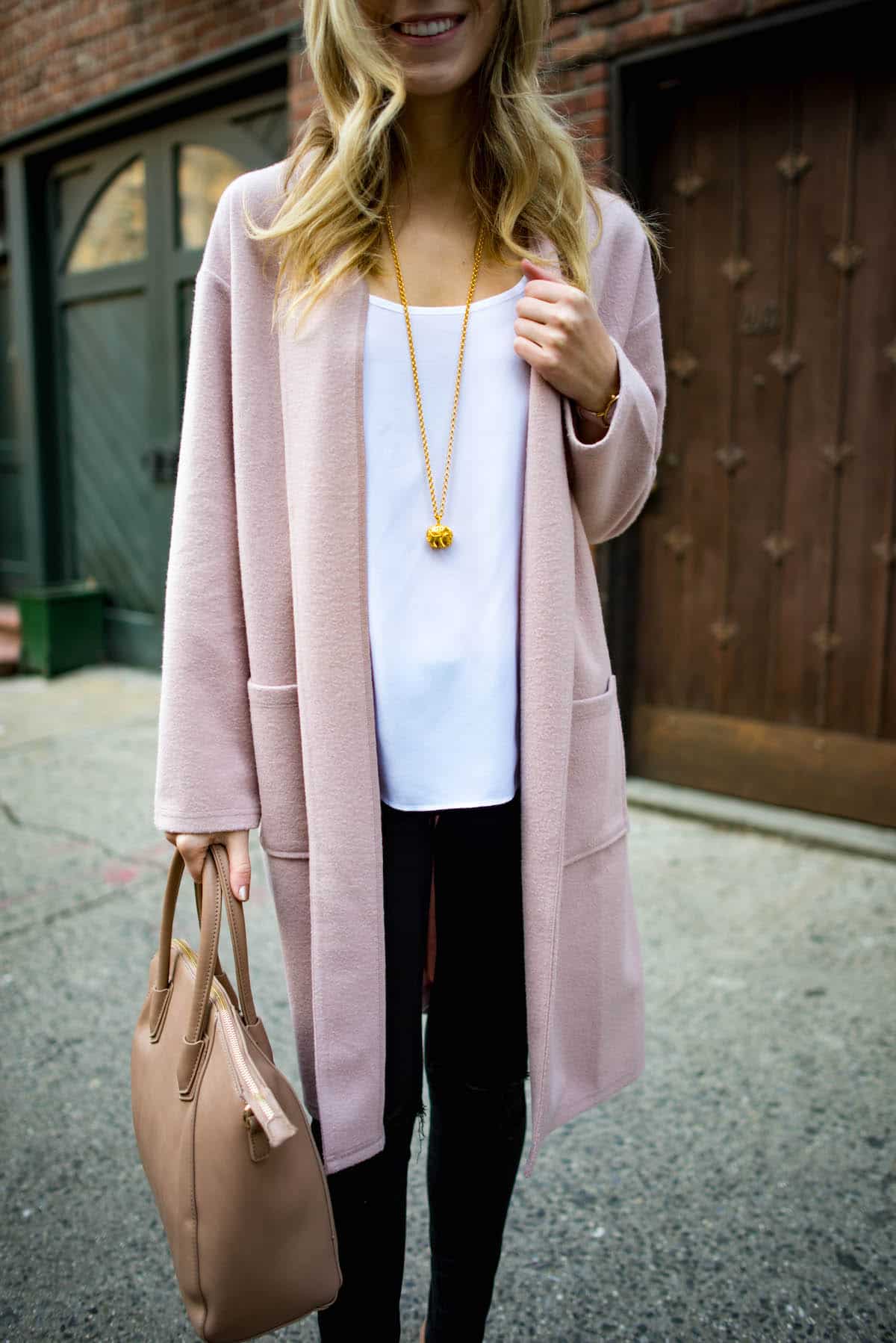 Dusty pink hotsell winter outfits