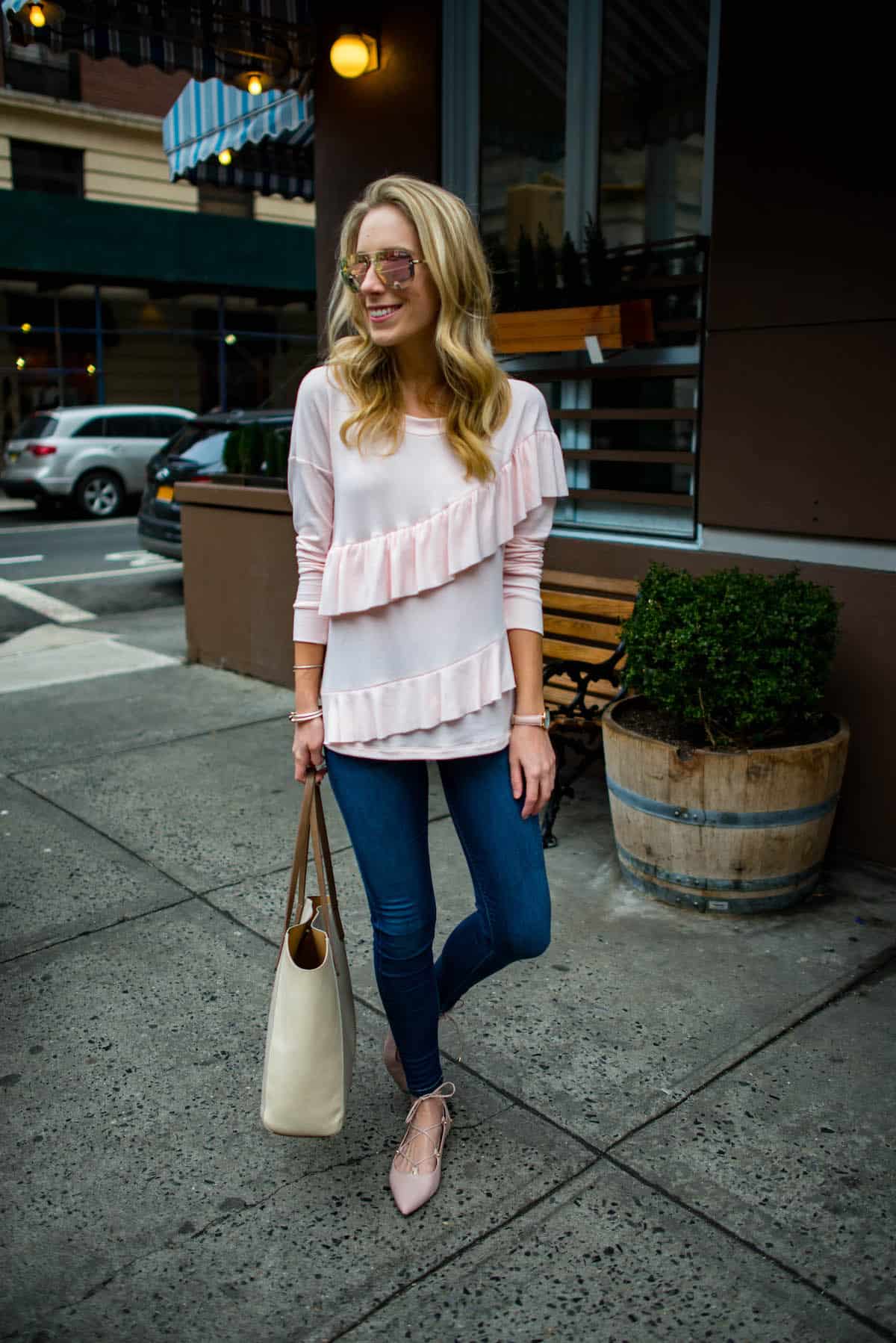 Pink Ruffle Sweatshirt + Date Night #2 - Katie's Bliss