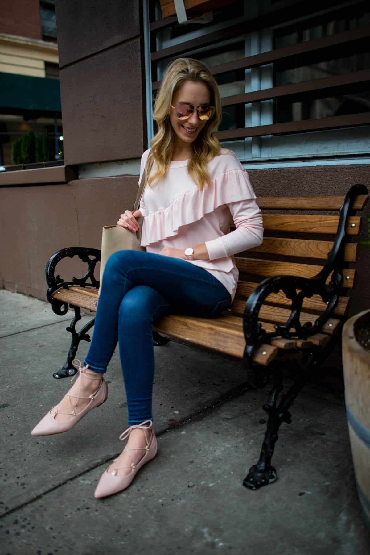 Pink Ruffle Sweatshirt