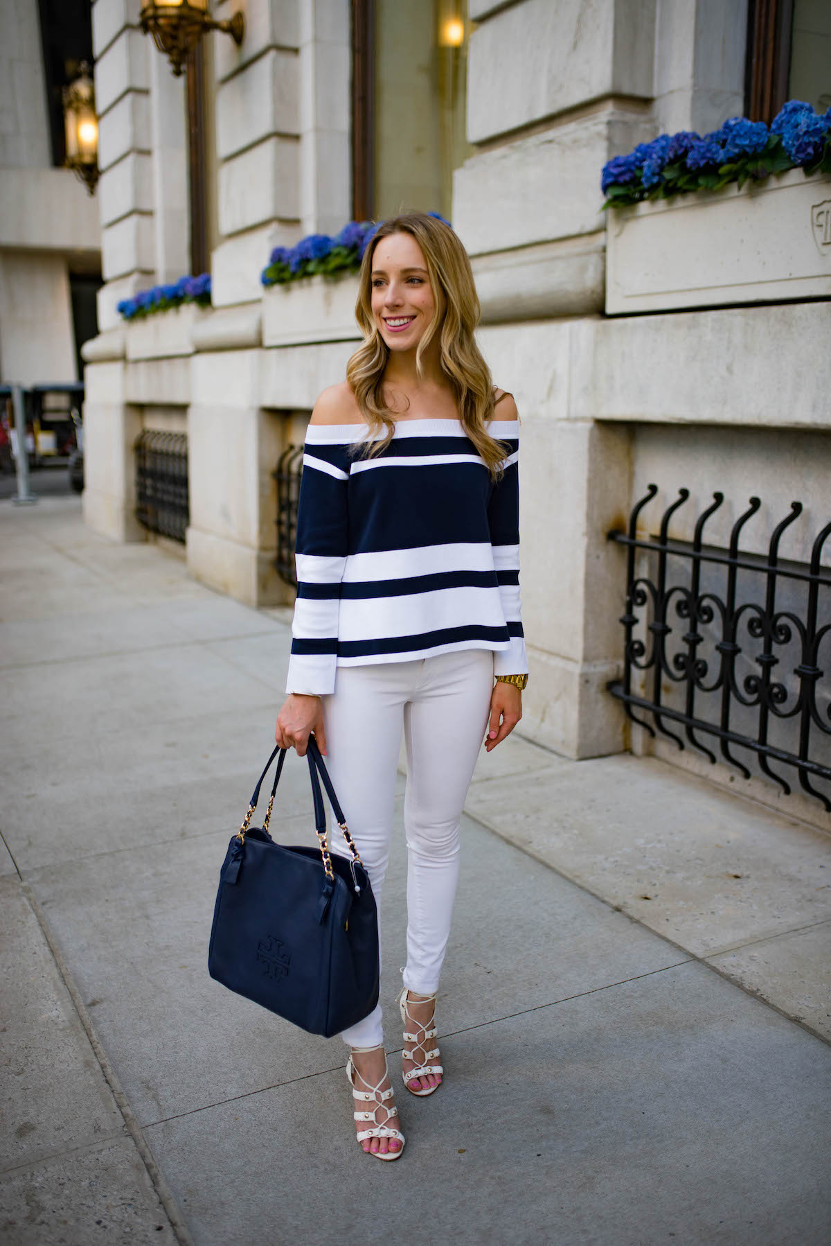 J. Crew Off The Shoulder Stripe Top