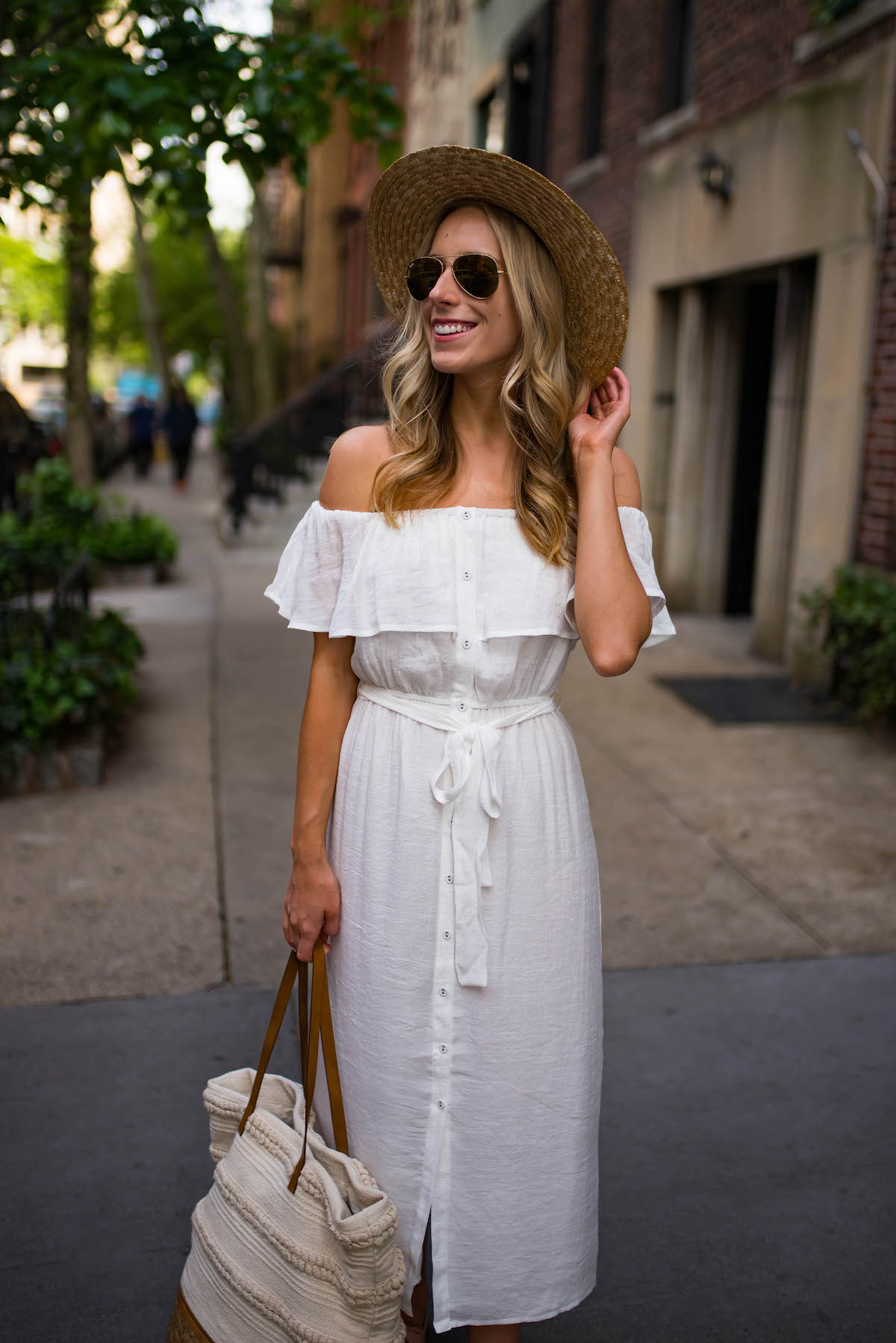 The Perfect White Off The Shoulder Dress | Katie's Bliss