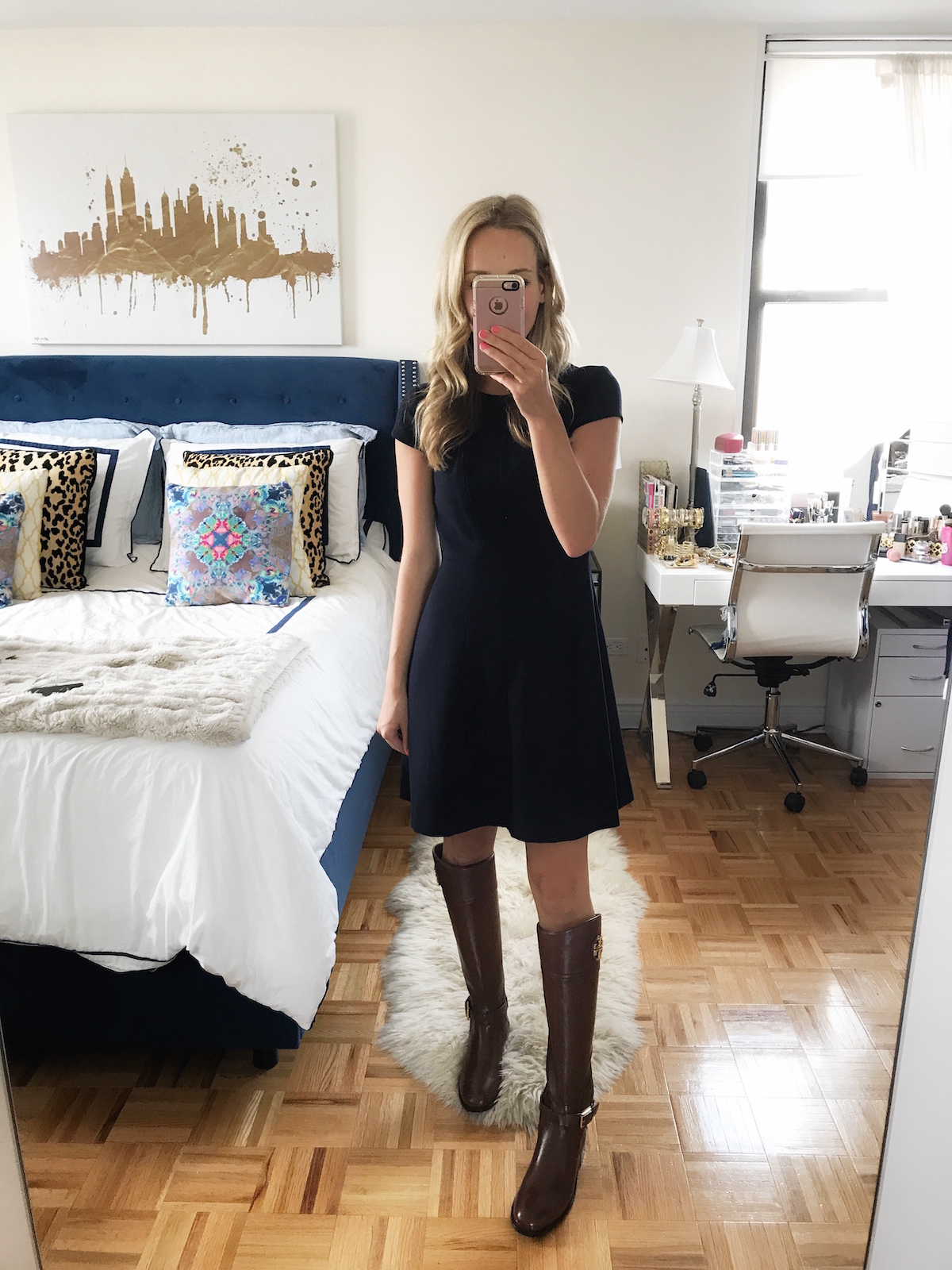 Eliza J Crepe Fit Flare Dress