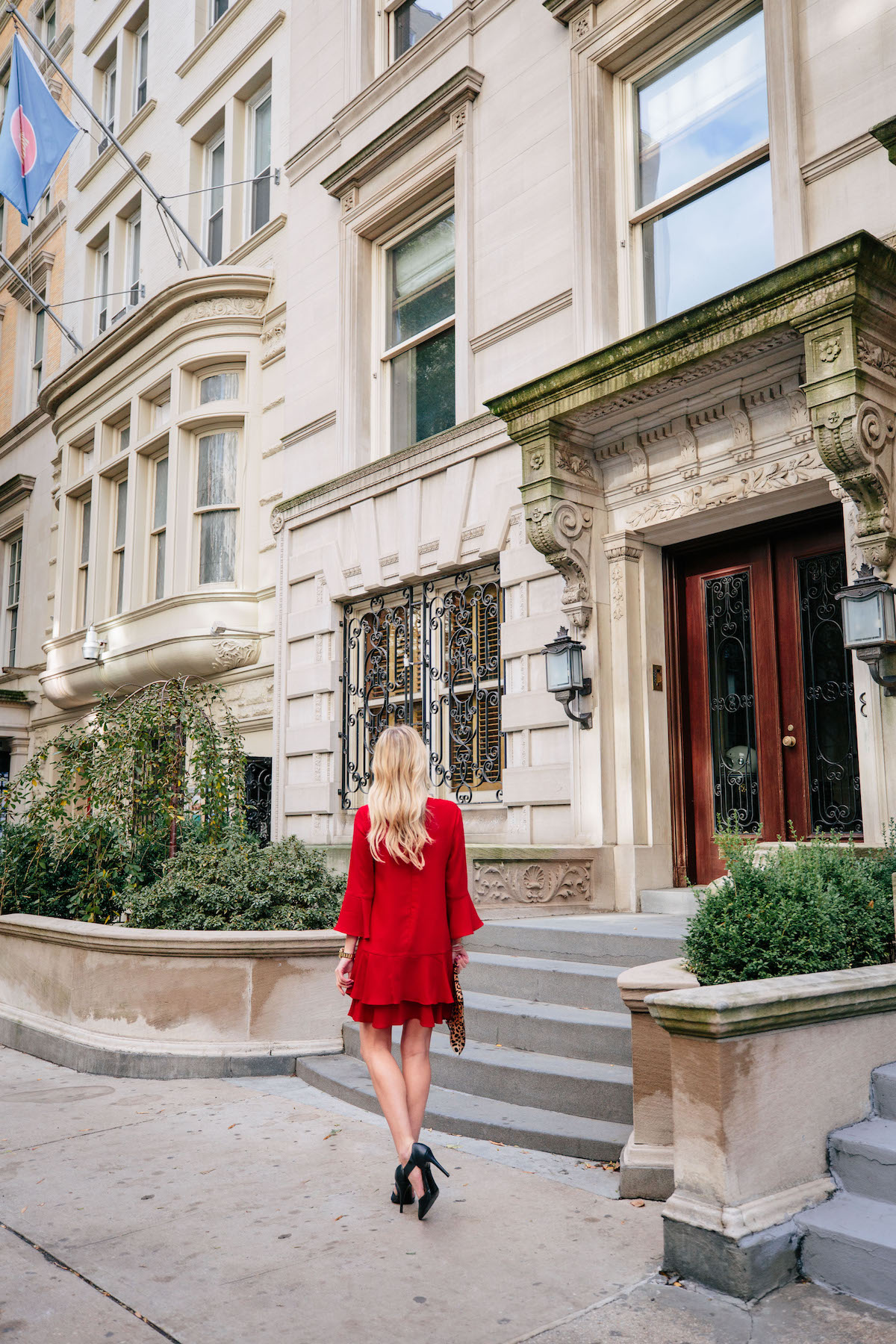 Cece Red Ruffle Shift Dress