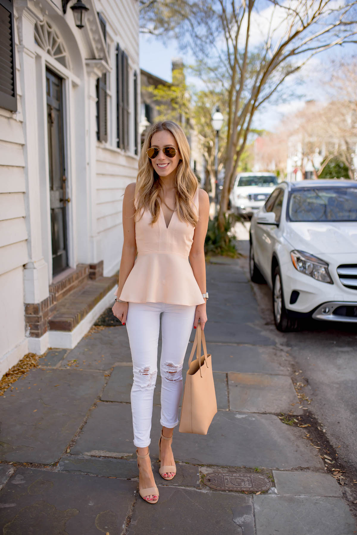 Pink Peplum Tank Top