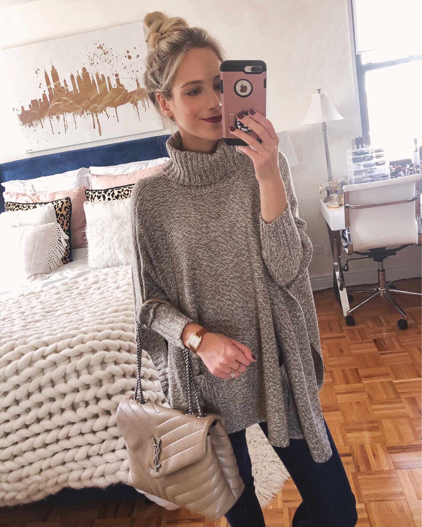 Knit Grey Poncho