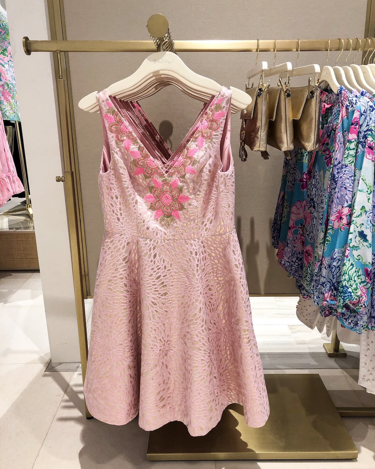 Lilly pulitzer pink and gold clearance dress