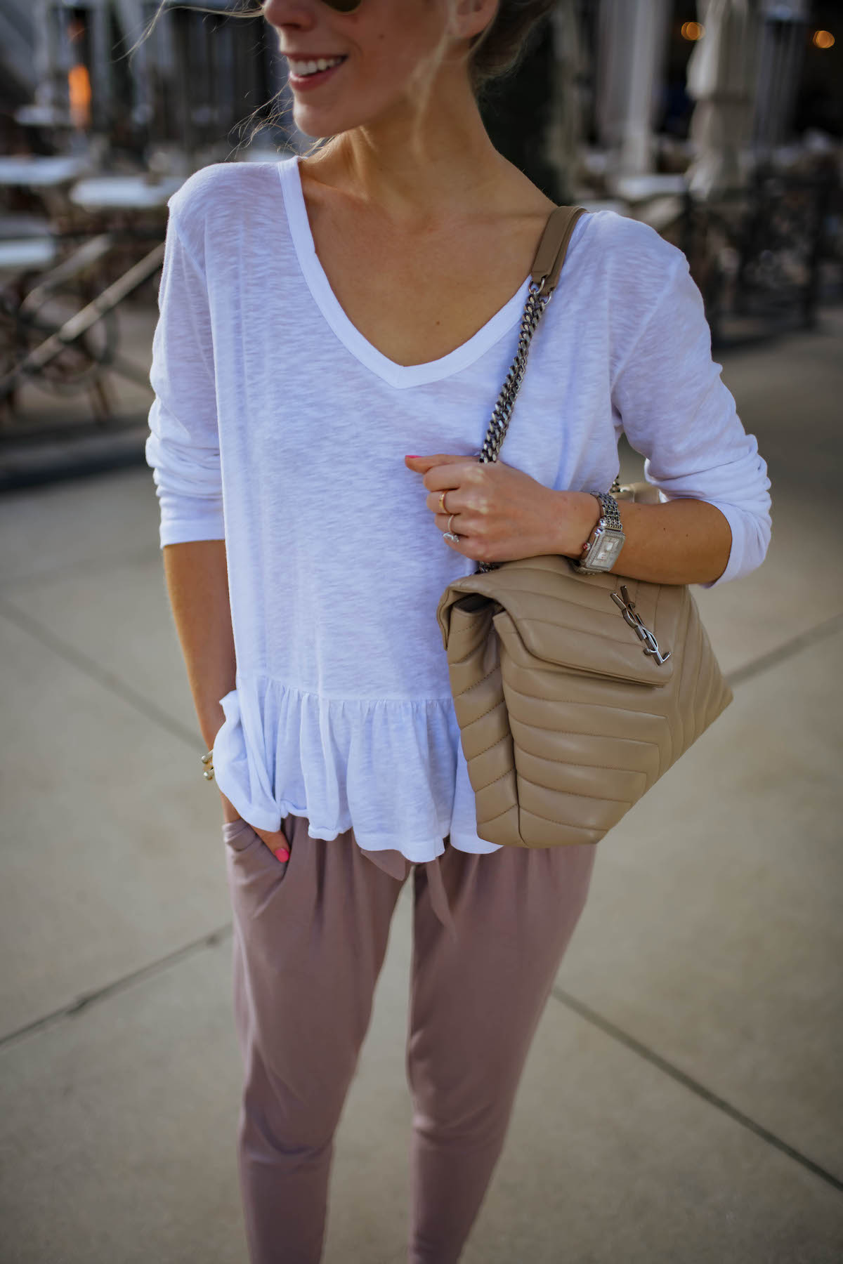 v neck peplum tee