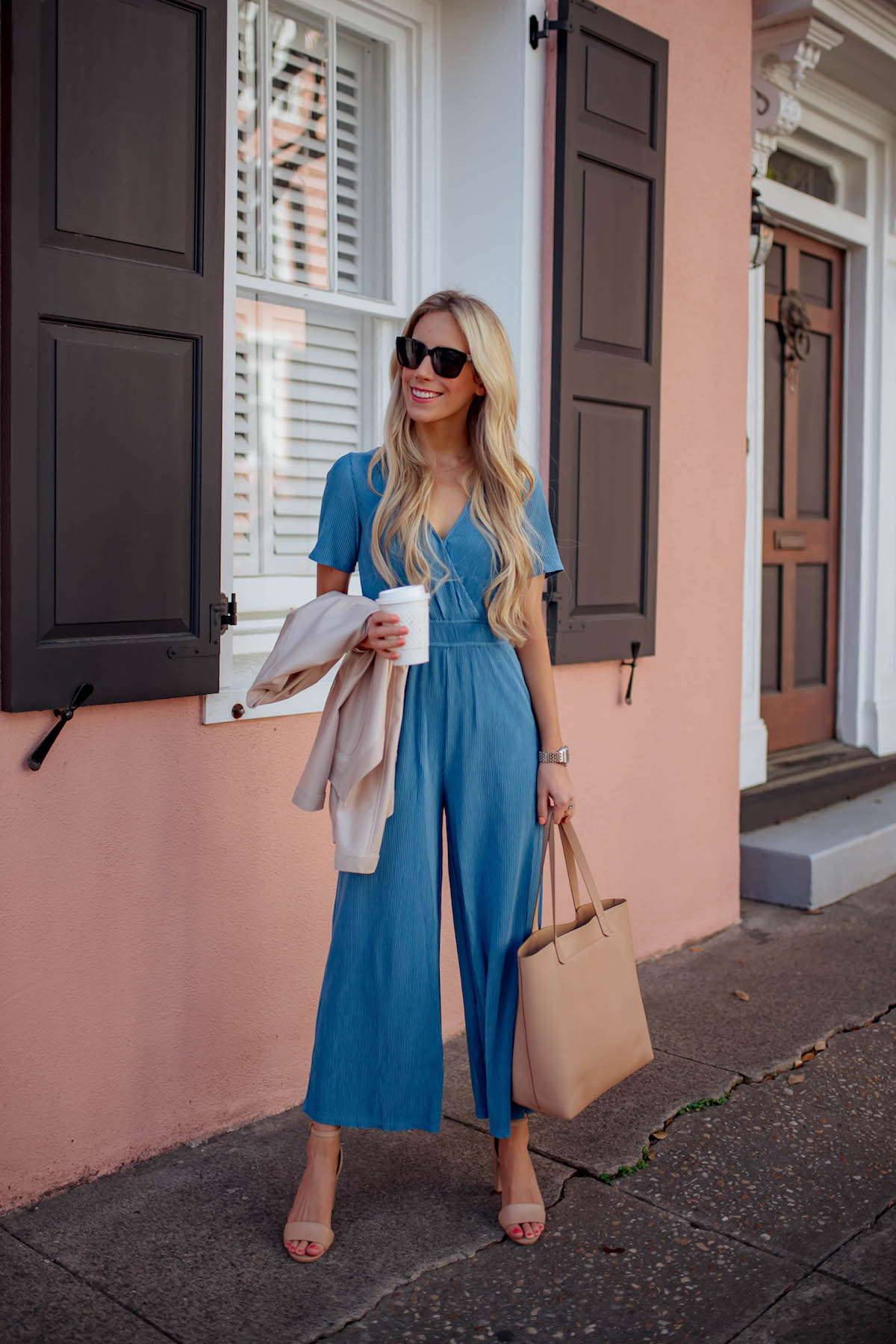 Blue Wrap Front Jumpsuit