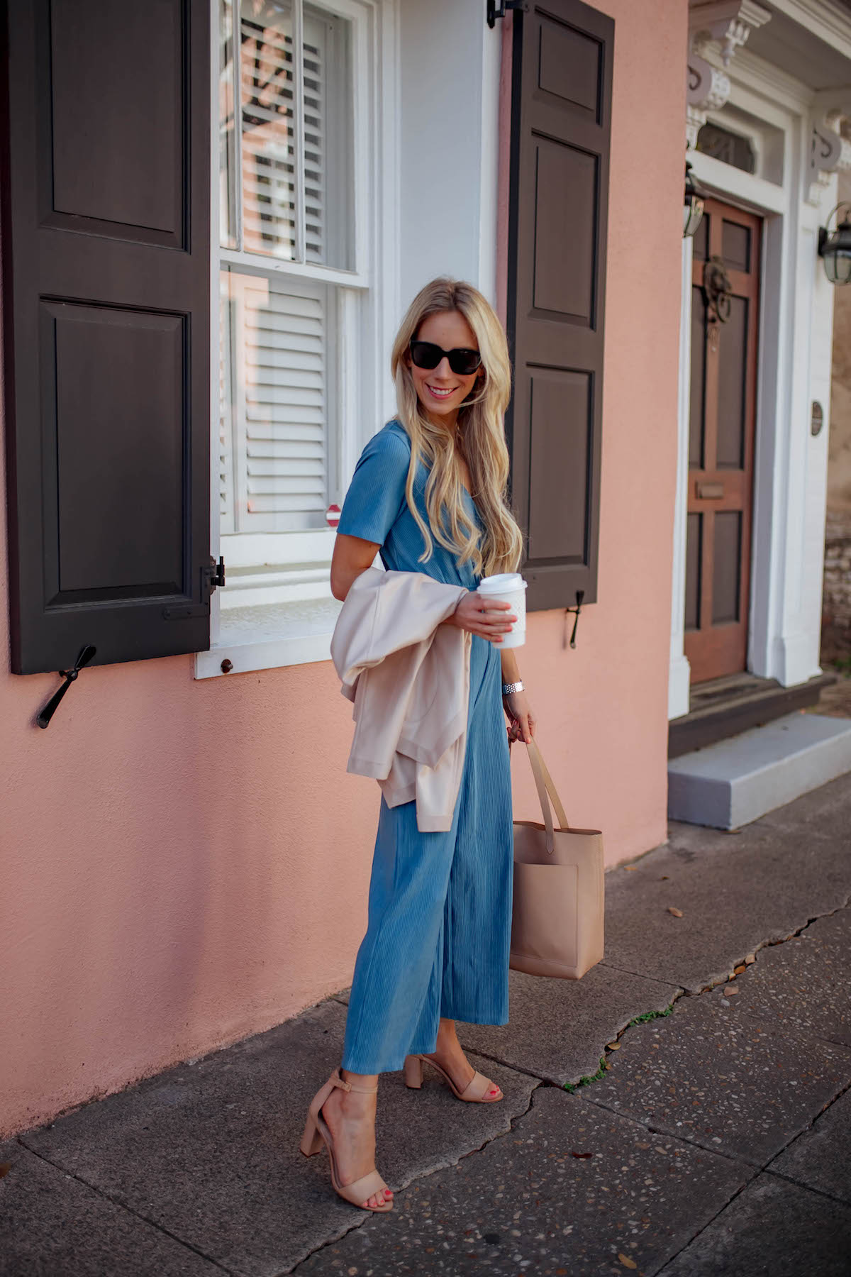 Blue Wrap Front Jumpsuit