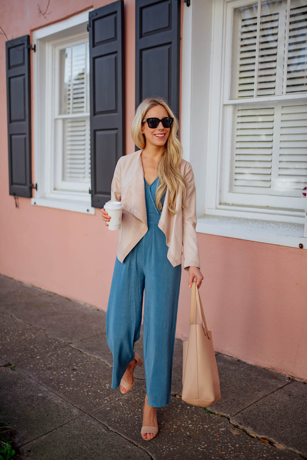 Blue Wrap Front Jumpsuit