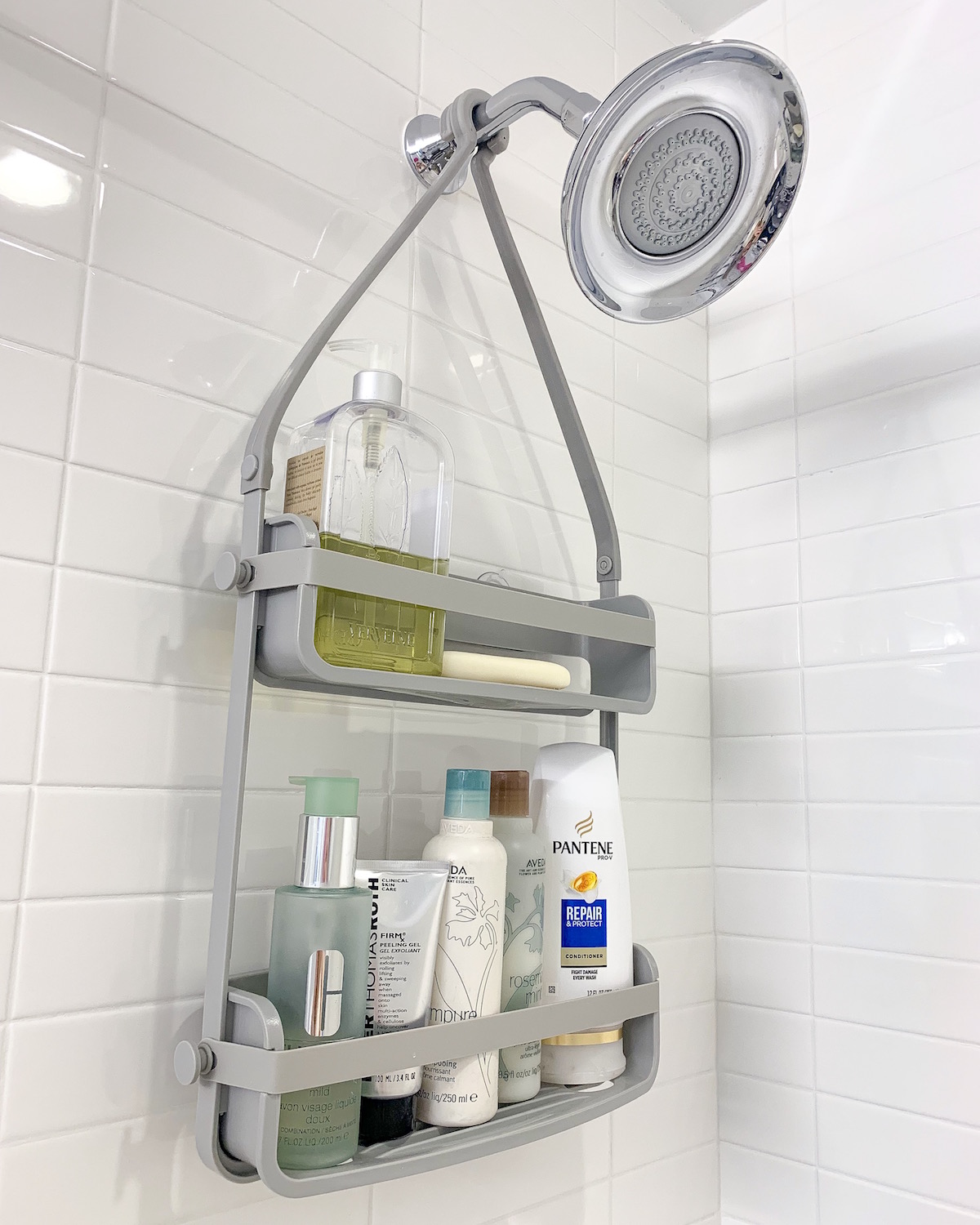 LIKE NEW SURF BLUE UMBRA FLEX HANGING SHOWER CADDY WITH 2 SHELVES