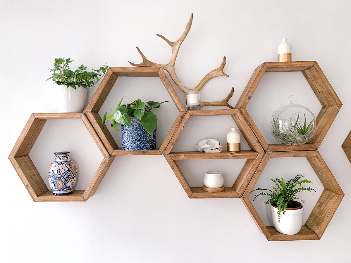 DIY Mid Century Modern Honeycomb Shelves