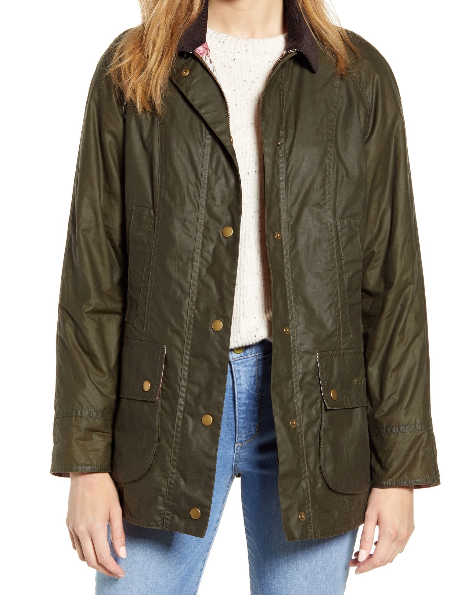 Barbour Violet Water Resistant Waxed Cotton Canvas Coat