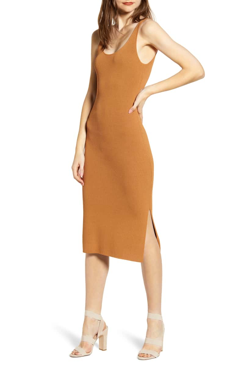 Leith Wide Strap Sleeveless Midi Sweater Dress