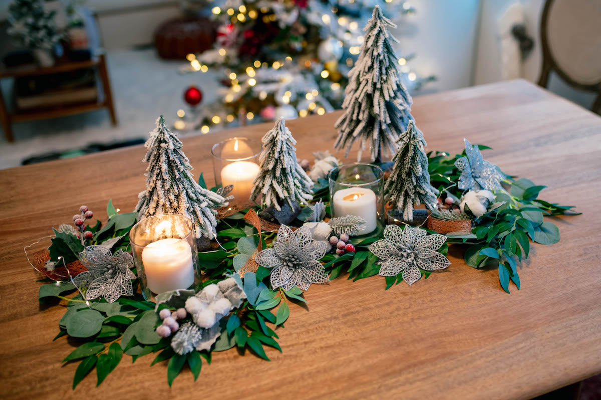 DIY Holiday Greenery Table Runner Garland