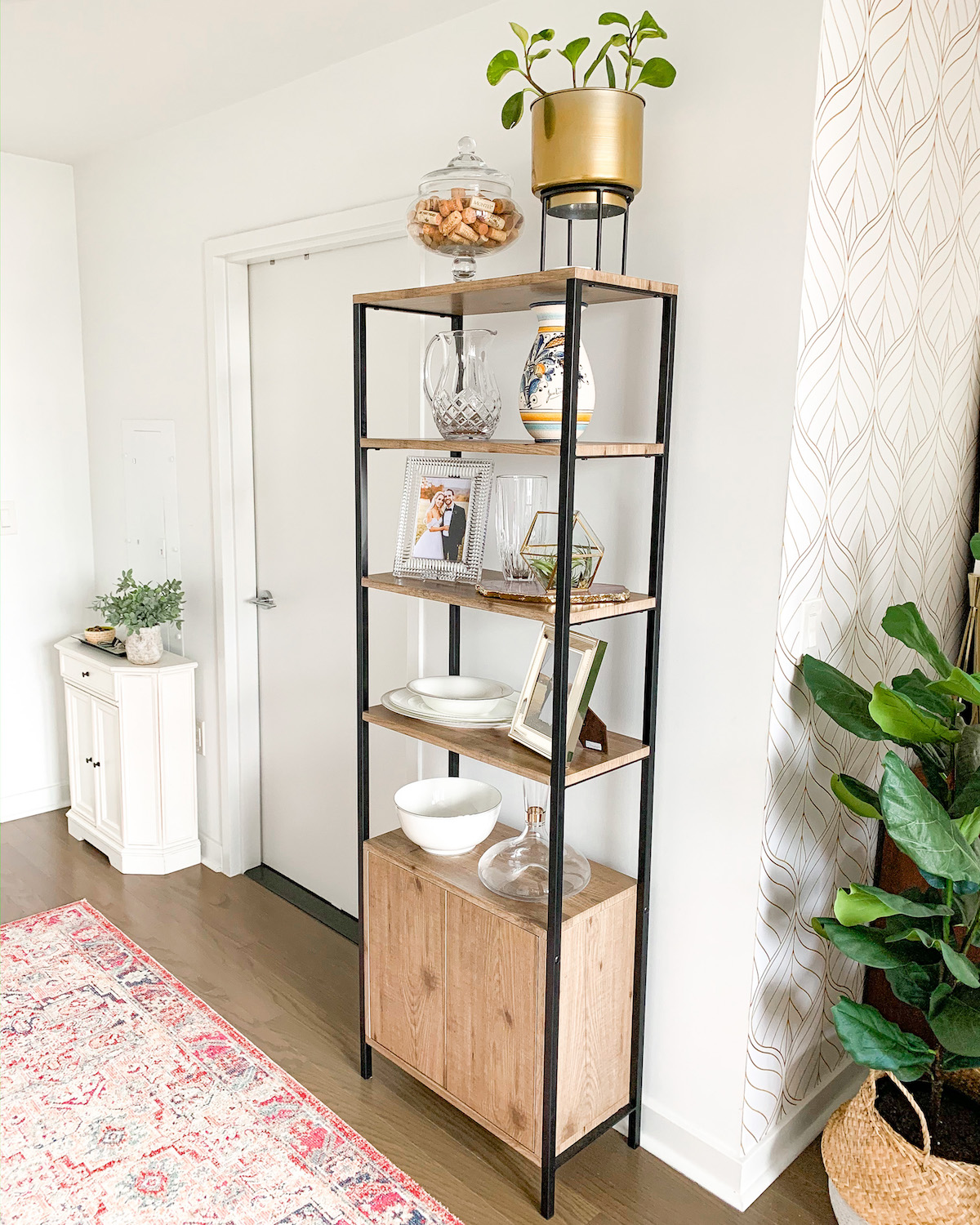 Entryway Bookcase Decor and Organization