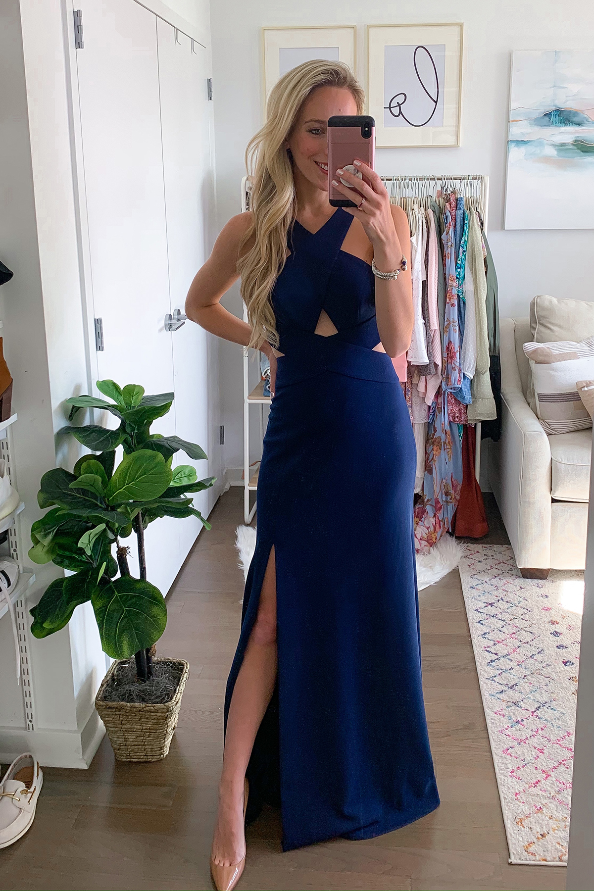 BCBGMAXAZRIA Crossover Cutout Gown