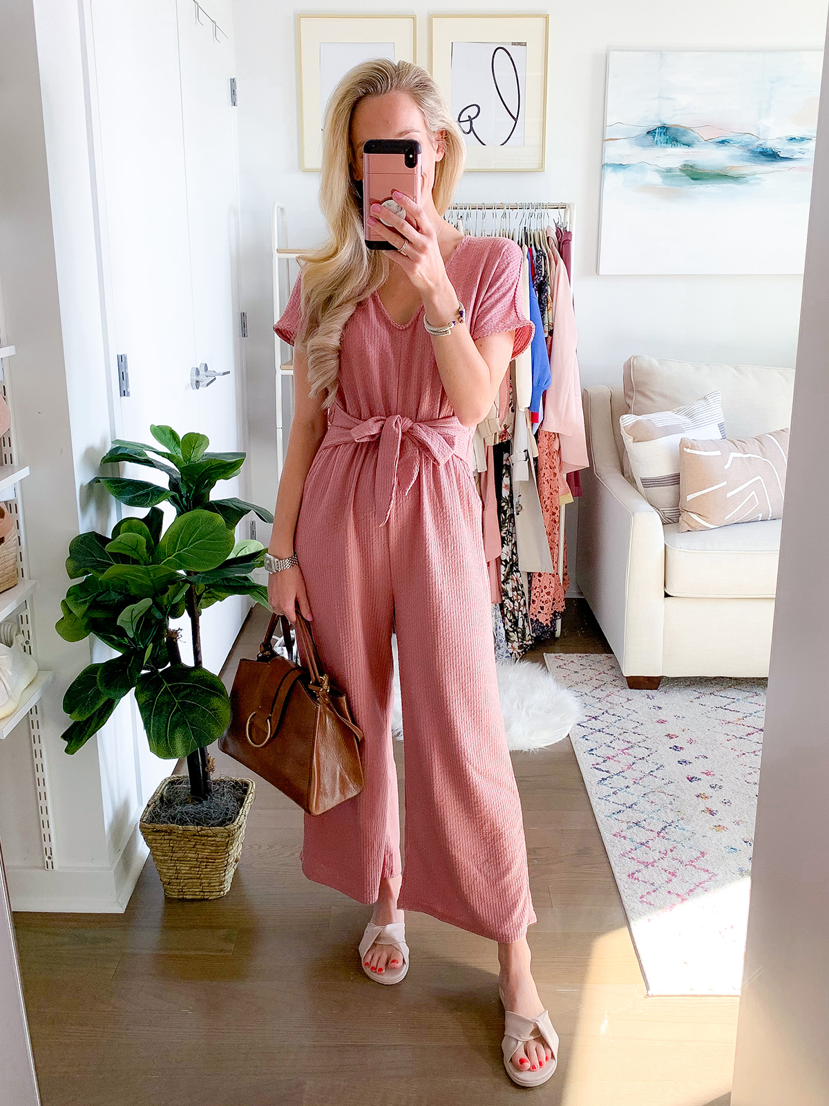 Anthropologie Pink Jumpsuit