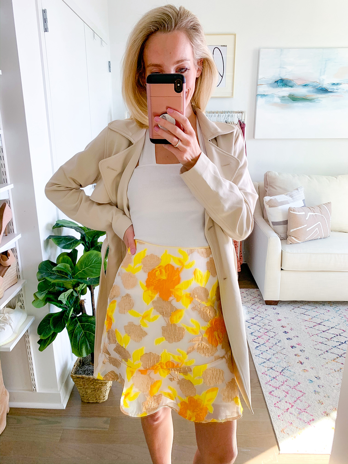 Yellow Floral Mini Skirt