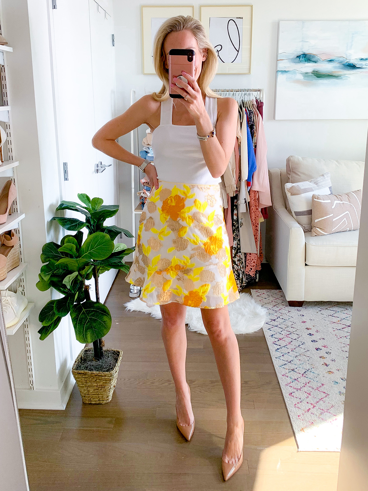 Yellow Floral Mini Skirt